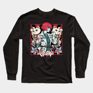 Cyan with beckoning cats Long Sleeve T-Shirt